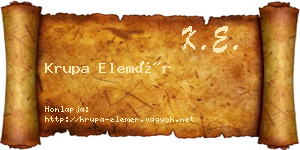 Krupa Elemér névjegykártya